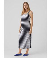 Mama.Licious Mamalicious Maternity Navy Stripe Sleeveless Midi Dress
